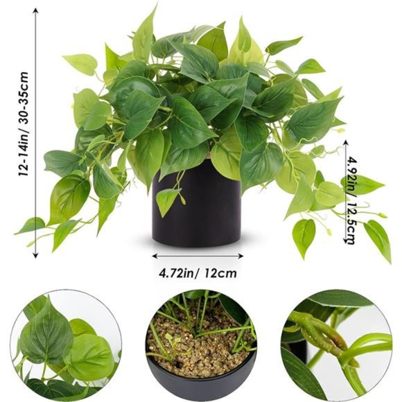 Faux Plants Indoor, Artificial Plants for Home Decor Indoor, Pothos Small Plants - Picture 7 of 7